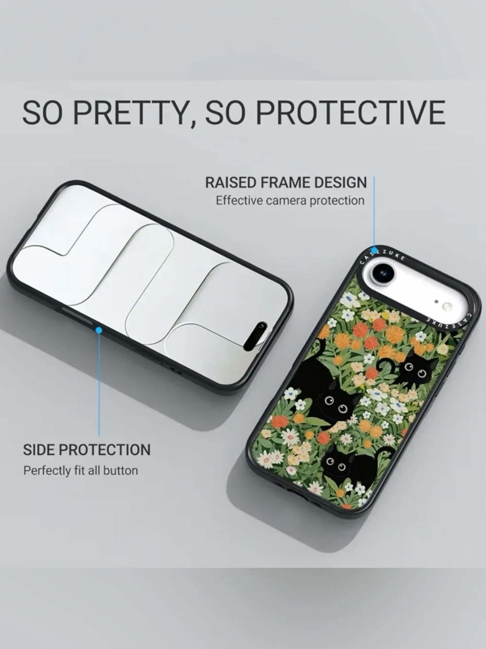 Black Cat Floral iPhone 17 Air Case - Green & Black
